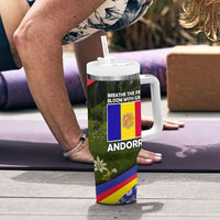 Andorra Tumbler With Handle with Edelweiss Mountain Landscape Design - Wonder Print Shop