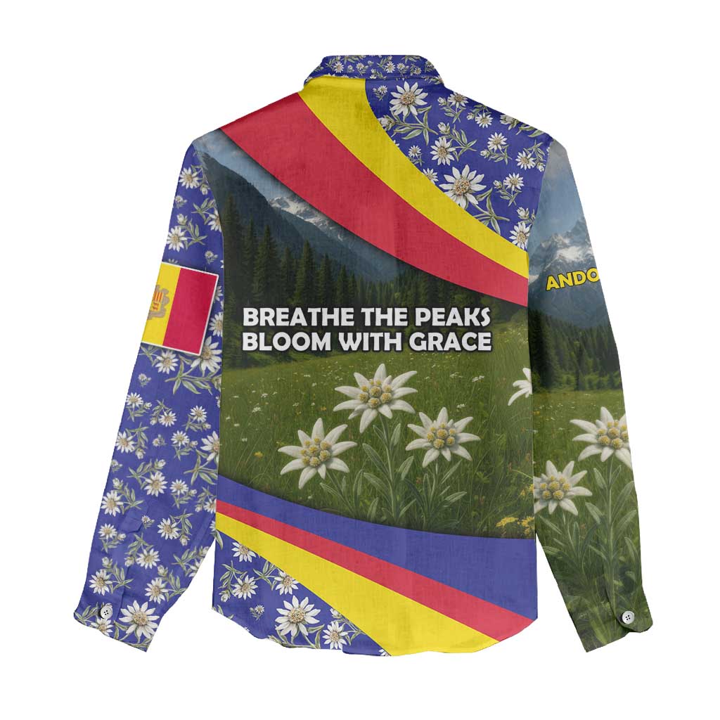 Andorra Women Casual Shirt with Edelweiss Mountain Landscape Design - Wonder Print Shop