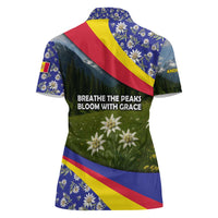 Andorra Women Polo Shirt with Edelweiss Mountain Landscape Design - Wonder Print Shop