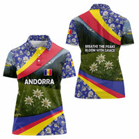 Andorra Women Polo Shirt with Edelweiss Mountain Landscape Design - Wonder Print Shop