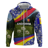 Andorra Zip Hoodie with Edelweiss Mountain Landscape Design - Wonder Print Shop