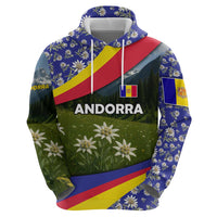 Andorra Zip Hoodie with Edelweiss Mountain Landscape Design - Wonder Print Shop