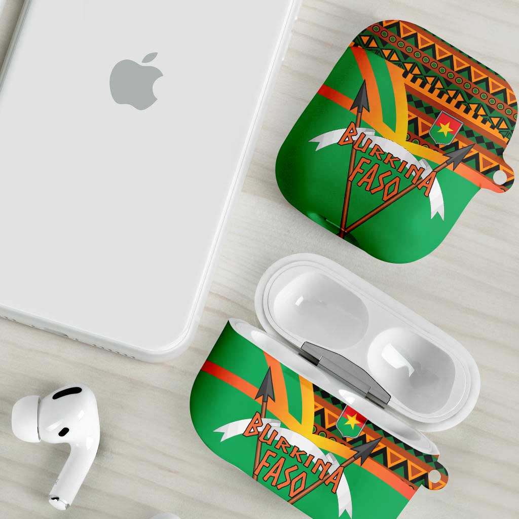Burkina Faso AirPods Case with Green Tribal Pattern Design and National Flag Motif - Wonder Print Shop