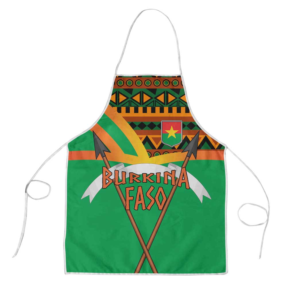 Burkina Faso Apron with Green Tribal Pattern Design and National Flag Motif - Wonder Print Shop