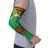 Burkina Faso Arm Sleeves with Green Tribal Pattern Design and National Flag Motif - Wonder Print Shop