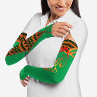 Burkina Faso Arm Sleeves with Green Tribal Pattern Design and National Flag Motif - Wonder Print Shop
