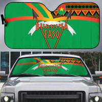 Burkina Faso Auto Sun Shade with Green Tribal Pattern Design and National Flag Motif - Wonder Print Shop