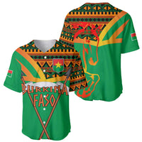 Burkina Faso Baseball Jersey with Green Tribal Pattern Design and National Flag Motif - Wonder Print Shop