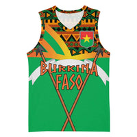 Burkina Faso Basketball Jersey with Green Tribal Pattern Design and National Flag Motif - Wonder Print Shop