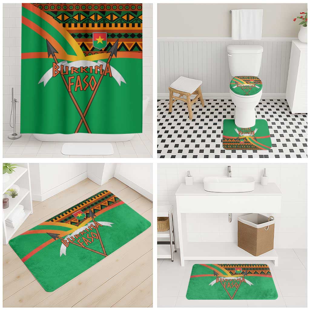 Burkina Faso Bathroom Set with Green Tribal Pattern Design and National Flag Motif - Wonder Print Shop