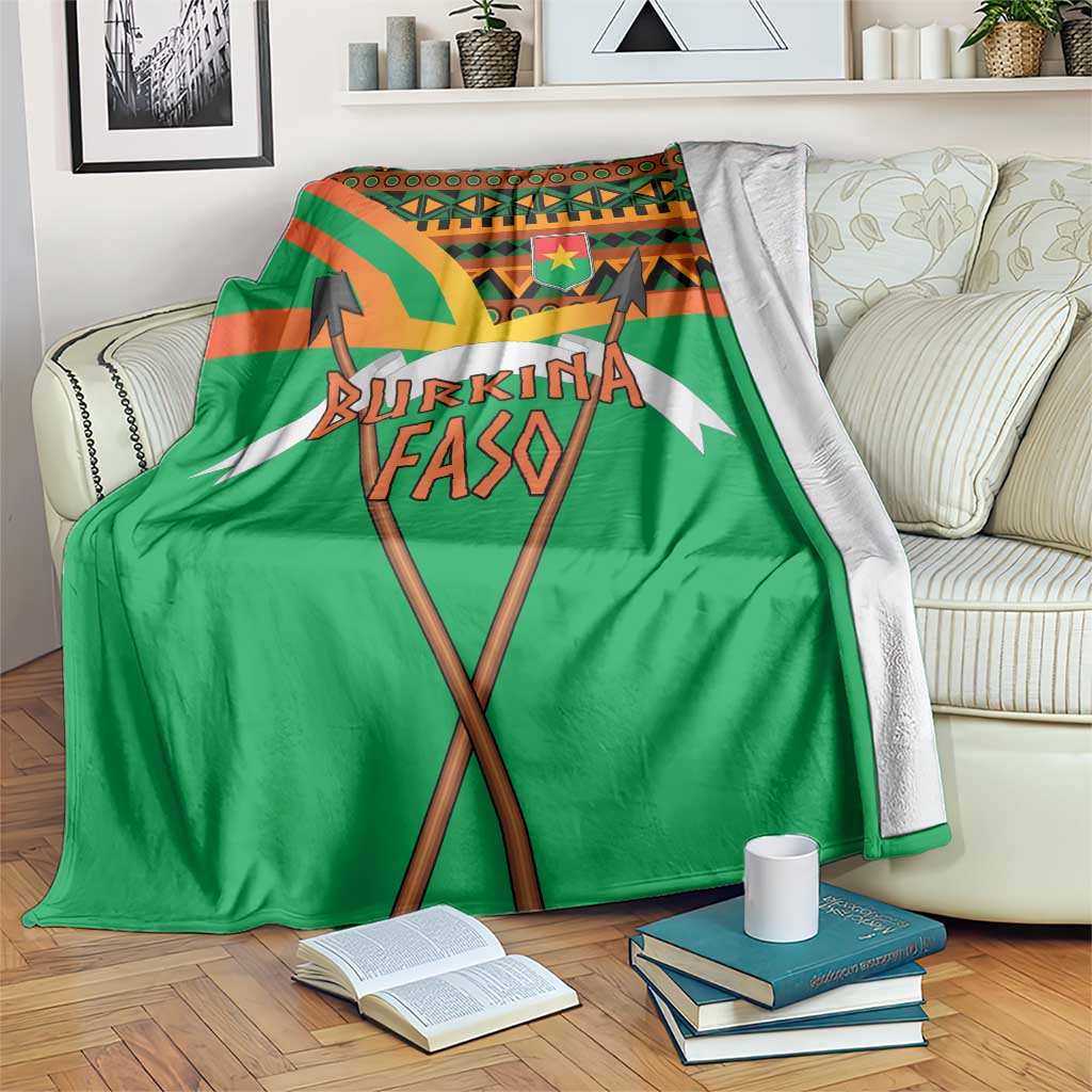 Burkina Faso Blanket with Green Tribal Pattern Design and National Flag Motif - Wonder Print Shop
