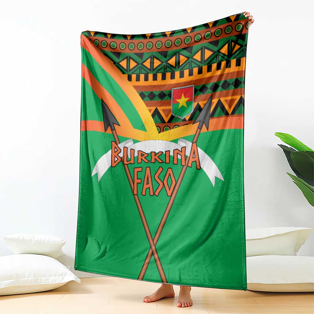 Burkina Faso Blanket with Green Tribal Pattern Design and National Flag Motif - Wonder Print Shop