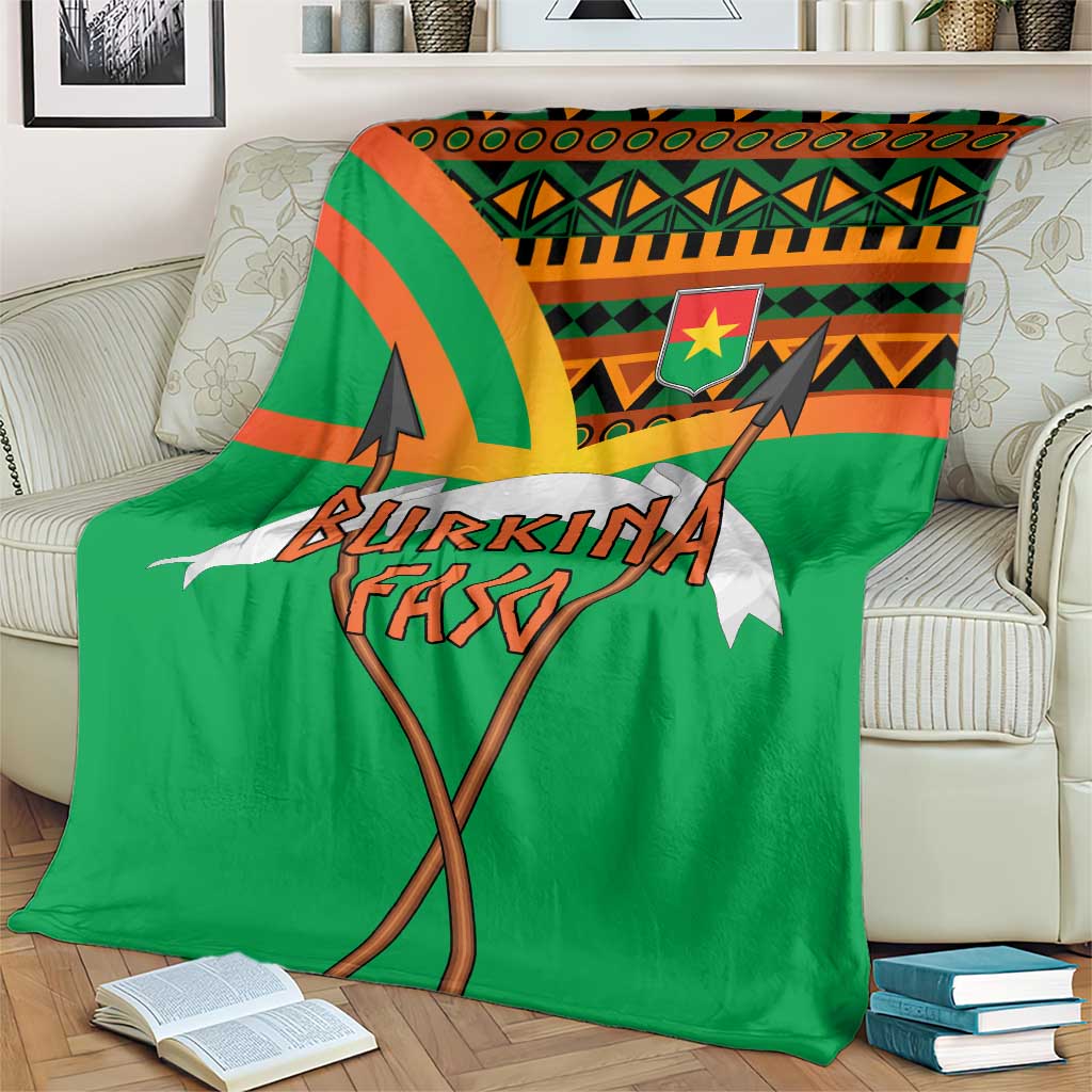 Burkina Faso Blanket with Green Tribal Pattern Design and National Flag Motif - Wonder Print Shop