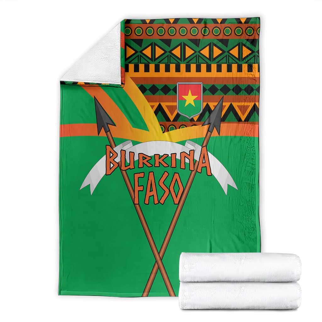 Burkina Faso Blanket with Green Tribal Pattern Design and National Flag Motif - Wonder Print Shop