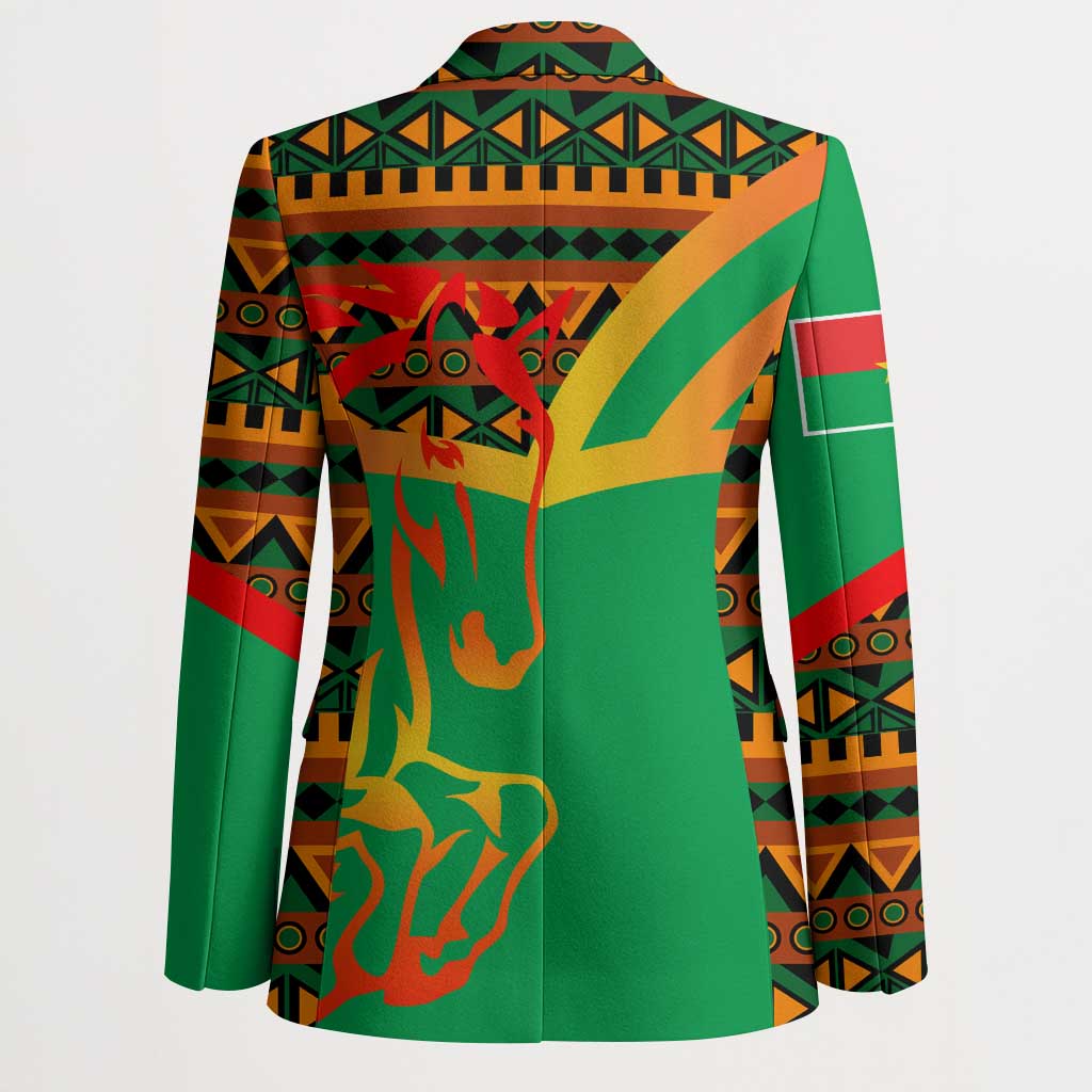 Burkina Faso Blazer with Green Tribal Pattern Design and National Flag Motif - Wonder Print Shop