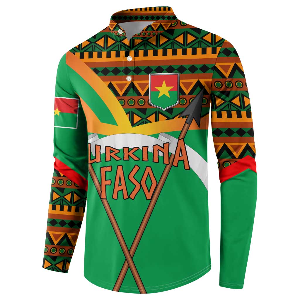 Burkina Faso Button Sweatshirt with Green Tribal Pattern Design and National Flag Motif - Wonder Print Shop