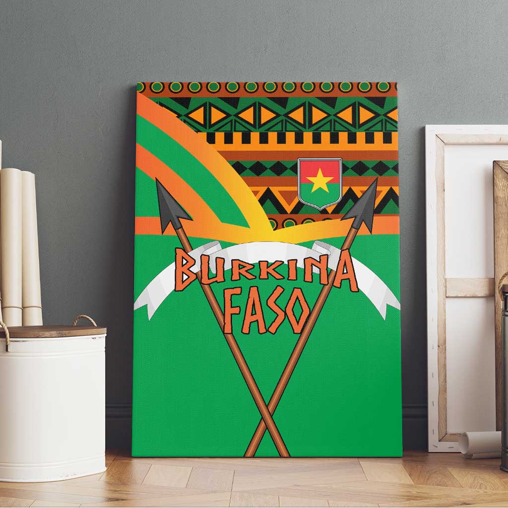 Burkina Faso Canvas Wall Art with Green Tribal Pattern Design and National Flag Motif - Wonder Print Shop