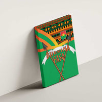 Burkina Faso Canvas Wall Art with Green Tribal Pattern Design and National Flag Motif - Wonder Print Shop