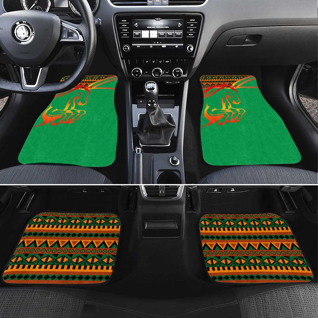 Burkina Faso Car Mats with Green Tribal Pattern Design and National Flag Motif - Wonder Print Shop