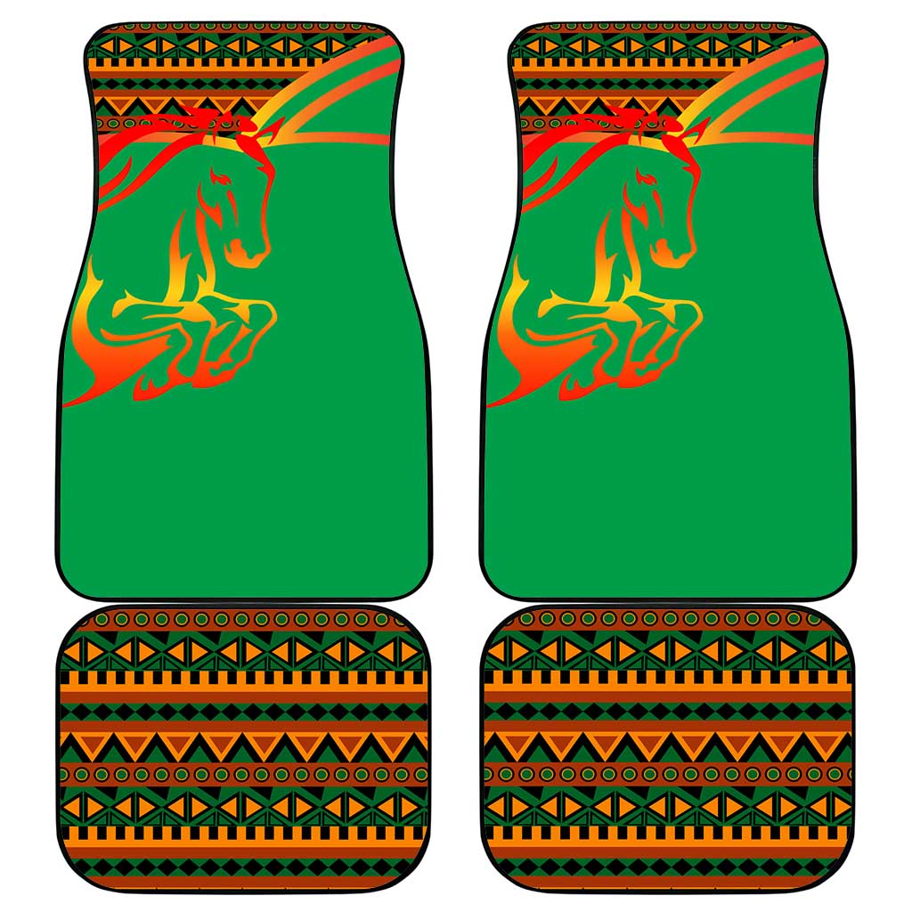 Burkina Faso Car Mats with Green Tribal Pattern Design and National Flag Motif - Wonder Print Shop