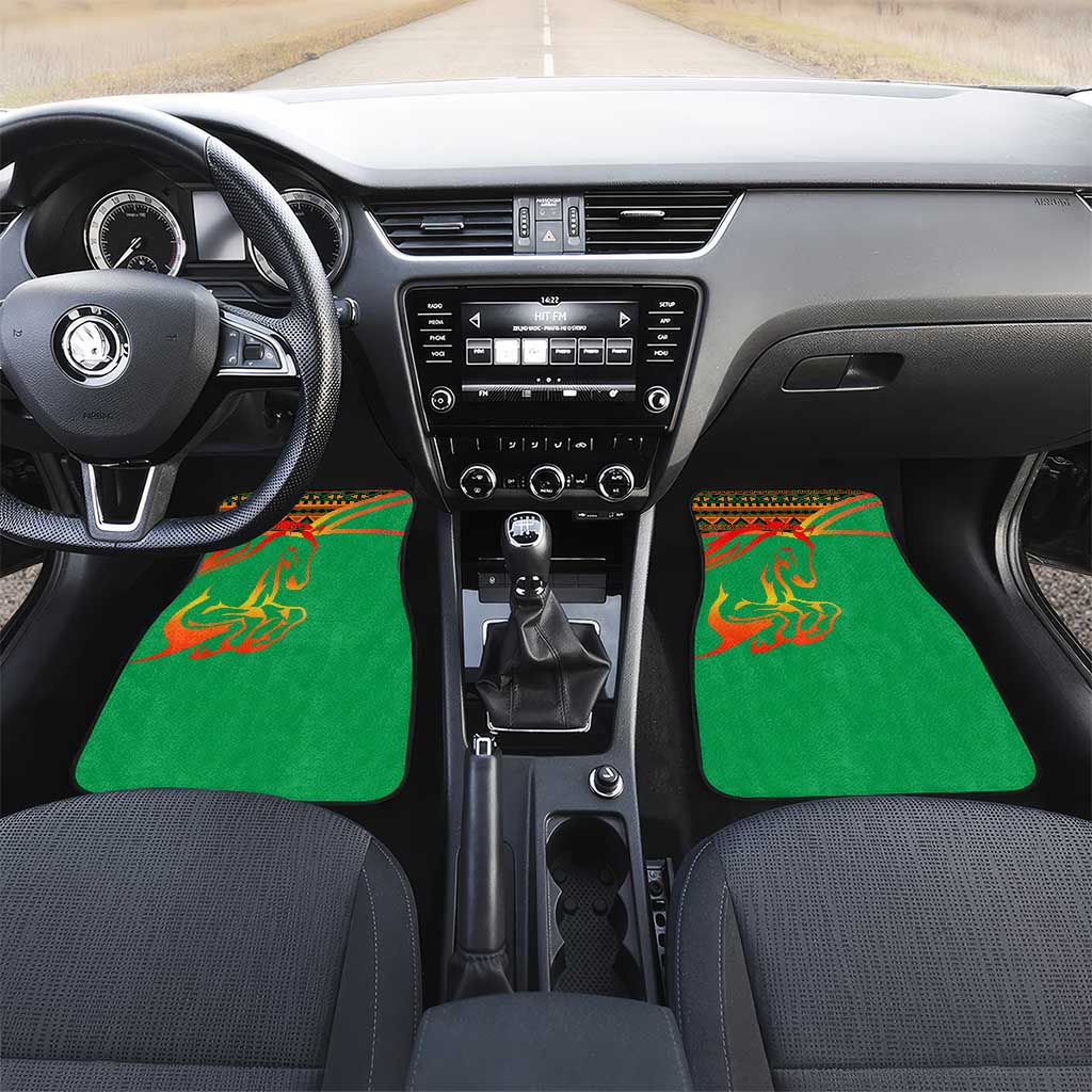 Burkina Faso Car Mats with Green Tribal Pattern Design and National Flag Motif - Wonder Print Shop