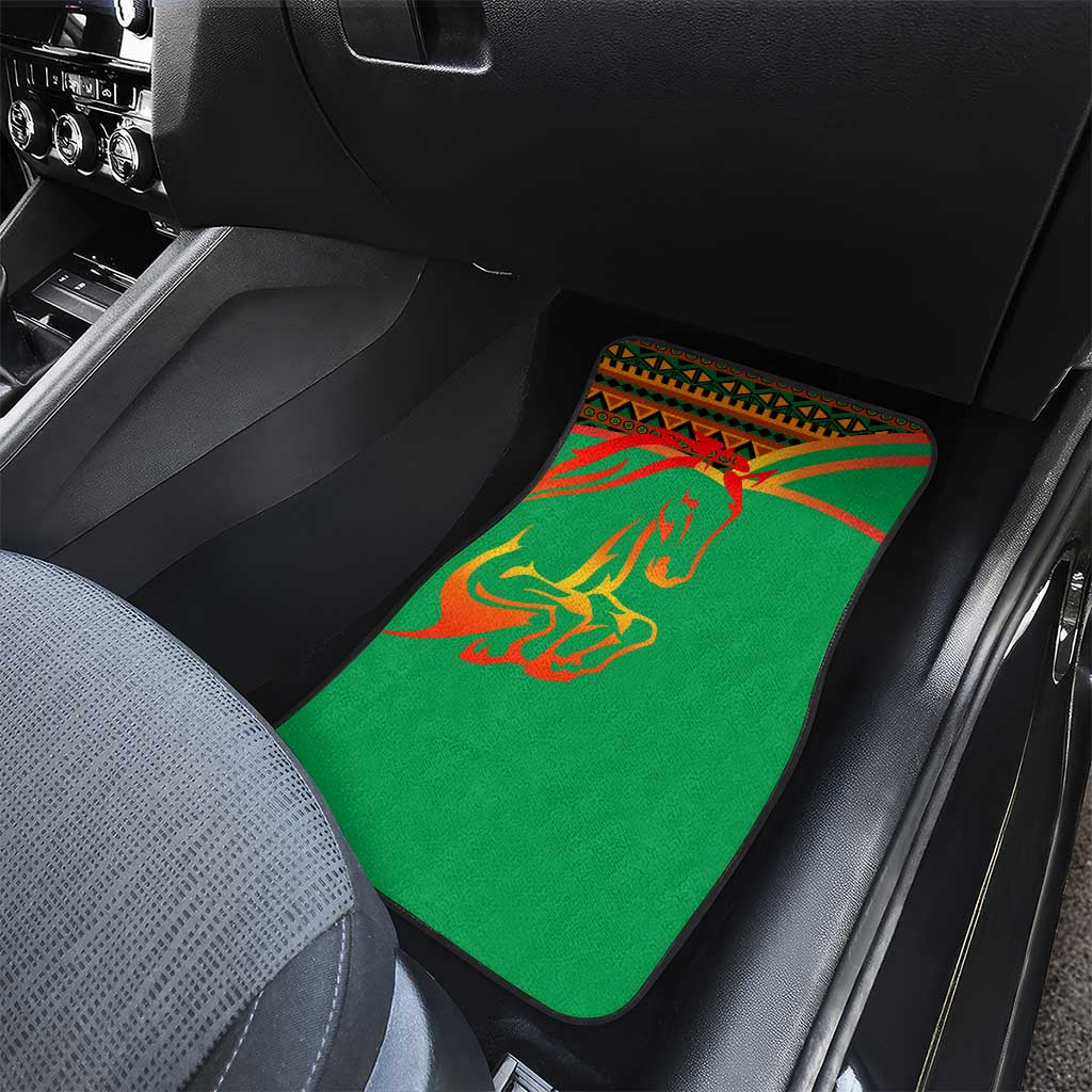 Burkina Faso Car Mats with Green Tribal Pattern Design and National Flag Motif - Wonder Print Shop
