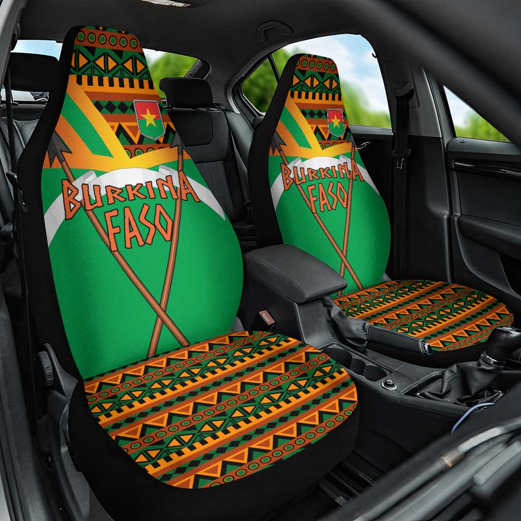 Burkina Faso Car Seat Cover with Green Tribal Pattern Design and National Flag Motif - Wonder Print Shop