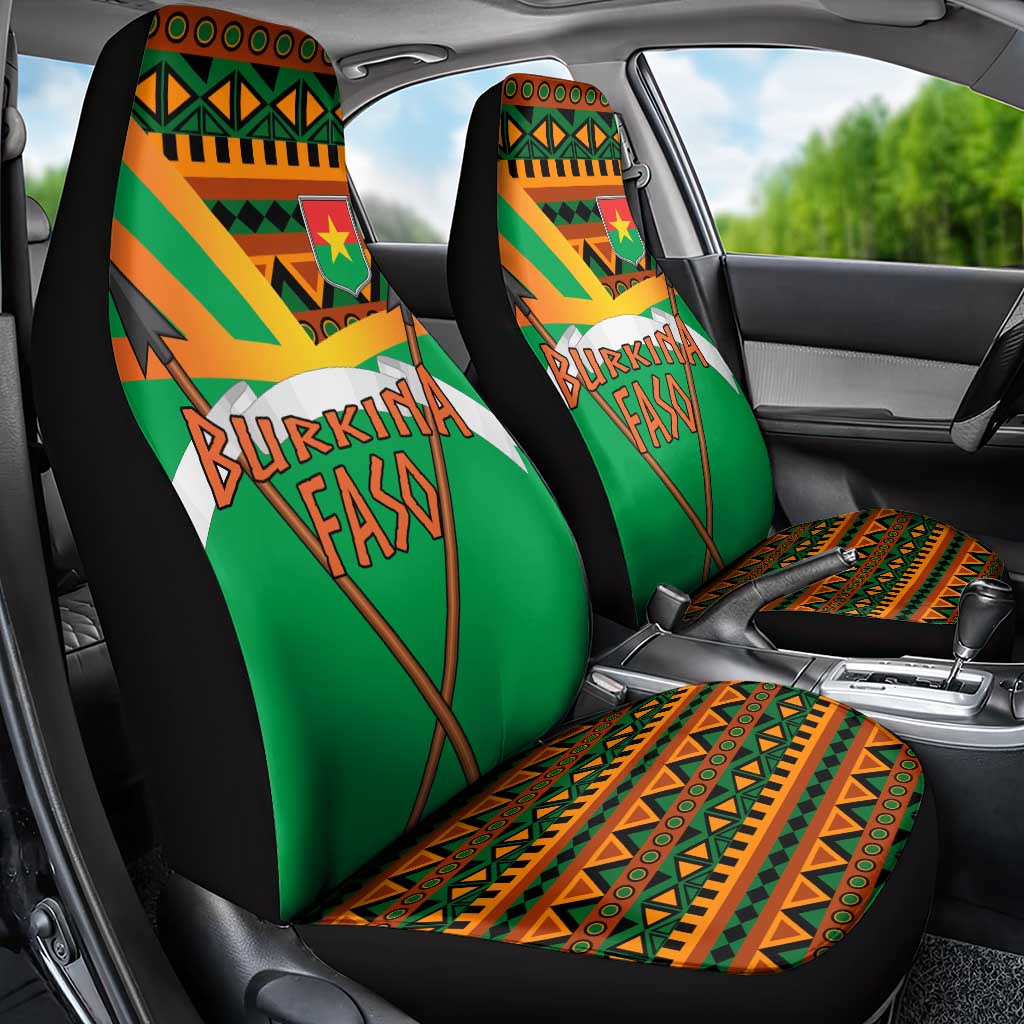 Burkina Faso Car Seat Cover with Green Tribal Pattern Design and National Flag Motif - Wonder Print Shop