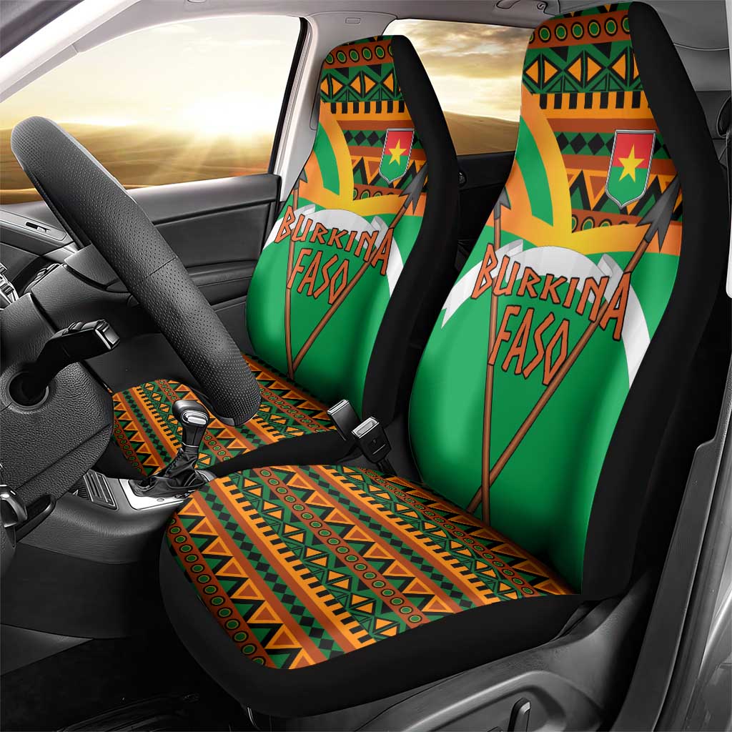 Burkina Faso Car Seat Cover with Green Tribal Pattern Design and National Flag Motif - Wonder Print Shop