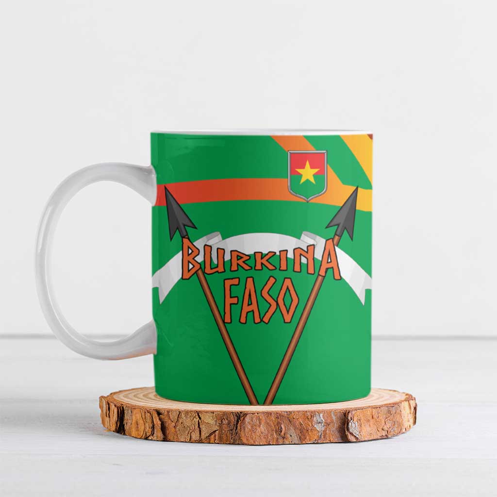 Burkina Faso Ceramic Mug with Green Tribal Pattern Design and National Flag Motif - Wonder Print Shop