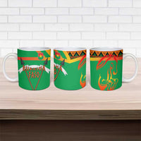 Burkina Faso Ceramic Mug with Green Tribal Pattern Design and National Flag Motif - Wonder Print Shop