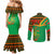 Burkina Faso Couples Matching Mermaid Dress and Long Sleeve Button Shirt with Green Tribal Pattern Design and National Flag Motif - Wonder Print Shop
