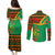 Burkina Faso Couples Matching Puletasi and Long Sleeve Button Shirt with Green Tribal Pattern Design and National Flag Motif - Wonder Print Shop