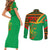 Burkina Faso Couples Matching Short Sleeve Bodycon Dress and Long Sleeve Button Shirt with Green Tribal Pattern Design and National Flag Motif - Wonder Print Shop