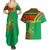 Burkina Faso Couples Matching Summer Maxi Dress and Hawaiian Shirt with Green Tribal Pattern Design and National Flag Motif - Wonder Print Shop
