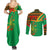 Burkina Faso Couples Matching Summer Maxi Dress and Long Sleeve Button Shirt with Green Tribal Pattern Design and National Flag Motif - Wonder Print Shop