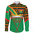 Burkina Faso Family Matching Long Sleeve Bodycon Dress and Hawaiian Shirt with Green Tribal Pattern Design and National Flag Motif - Wonder Print Shop