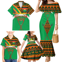 Burkina Faso Family Matching Mermaid Dress and Hawaiian Shirt with Green Tribal Pattern Design and National Flag Motif - Wonder Print Shop