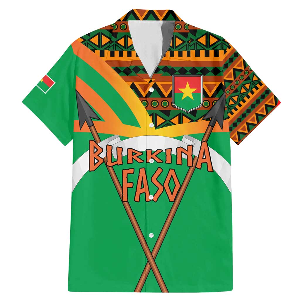 Burkina Faso Family Matching Mermaid Dress and Hawaiian Shirt with Green Tribal Pattern Design and National Flag Motif - Wonder Print Shop