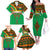 Burkina Faso Family Matching Off The Shoulder Long Sleeve Dress and Hawaiian Shirt with Green Tribal Pattern Design and National Flag Motif - Wonder Print Shop