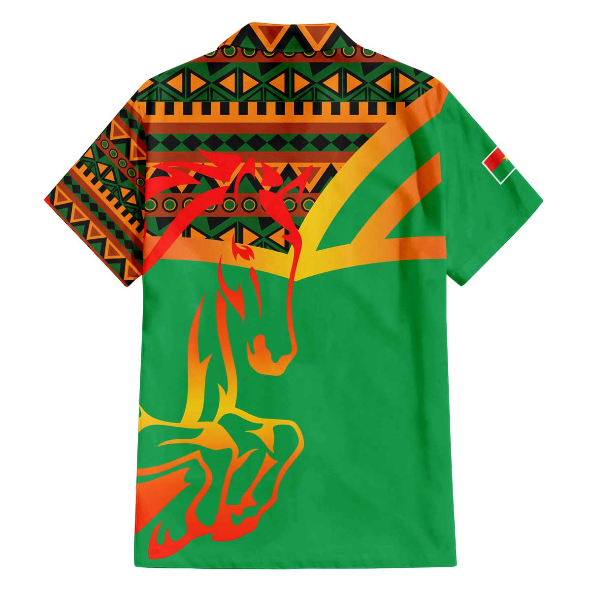Burkina Faso Family Matching Off The Shoulder Long Sleeve Dress and Hawaiian Shirt with Green Tribal Pattern Design and National Flag Motif - Wonder Print Shop