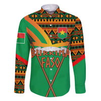 Burkina Faso Family Matching Off The Shoulder Long Sleeve Dress and Hawaiian Shirt with Green Tribal Pattern Design and National Flag Motif - Wonder Print Shop