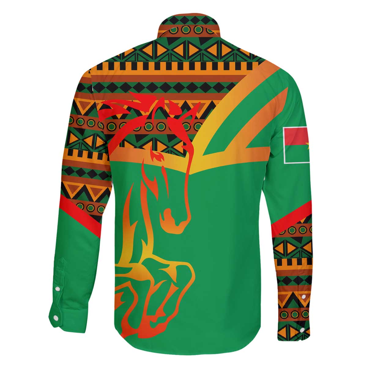 Burkina Faso Family Matching Off The Shoulder Long Sleeve Dress and Hawaiian Shirt with Green Tribal Pattern Design and National Flag Motif - Wonder Print Shop