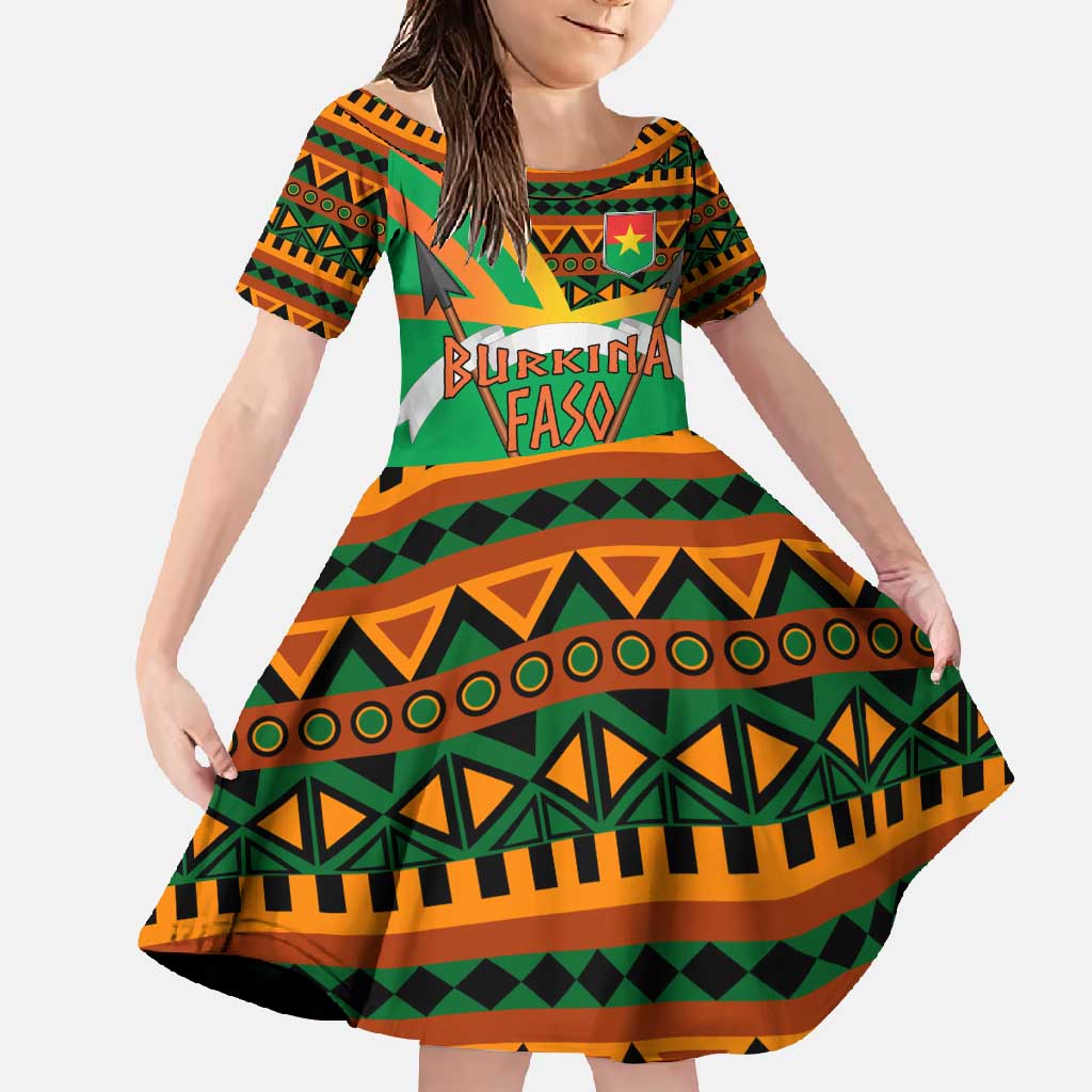 Burkina Faso Family Matching Off Shoulder Maxi Dress and Hawaiian Shirt with Green Tribal Pattern Design and National Flag Motif - Wonder Print Shop