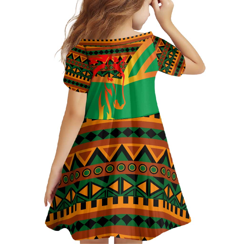 Burkina Faso Family Matching Off Shoulder Maxi Dress and Hawaiian Shirt with Green Tribal Pattern Design and National Flag Motif - Wonder Print Shop