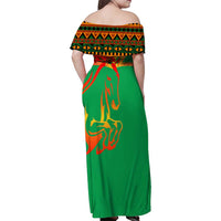 Burkina Faso Family Matching Off Shoulder Maxi Dress and Hawaiian Shirt with Green Tribal Pattern Design and National Flag Motif - Wonder Print Shop