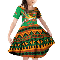 Burkina Faso Family Matching Off Shoulder Short Dress and Hawaiian Shirt with Green Tribal Pattern Design and National Flag Motif - Wonder Print Shop