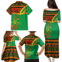 Burkina Faso Family Matching Puletasi and Hawaiian Shirt with Green Tribal Pattern Design and National Flag Motif - Wonder Print Shop