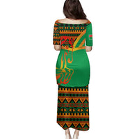 Burkina Faso Family Matching Puletasi and Hawaiian Shirt with Green Tribal Pattern Design and National Flag Motif - Wonder Print Shop