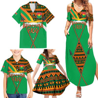 Burkina Faso Family Matching Summer Maxi Dress and Hawaiian Shirt with Green Tribal Pattern Design and National Flag Motif - Wonder Print Shop